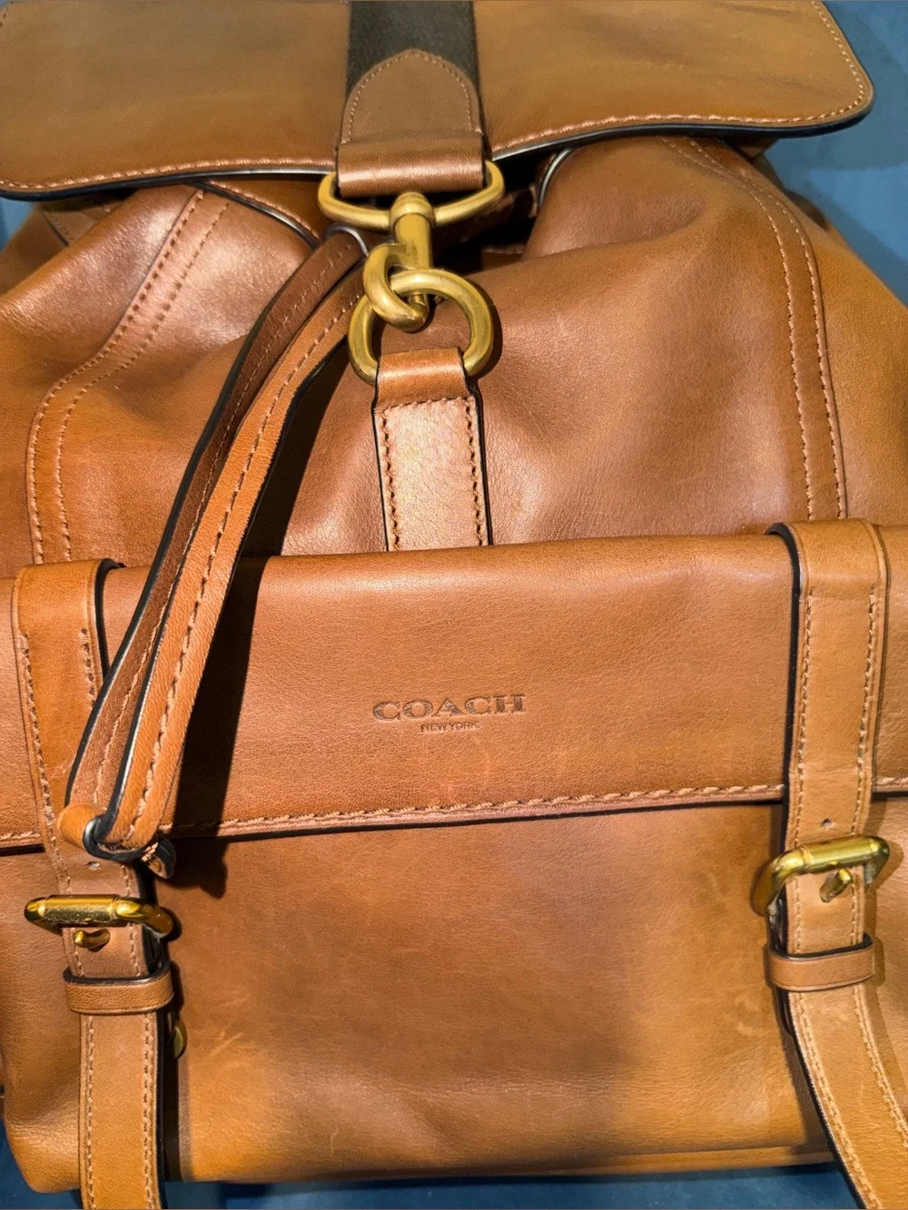 COACH Mens Bleecker Leather Backpack